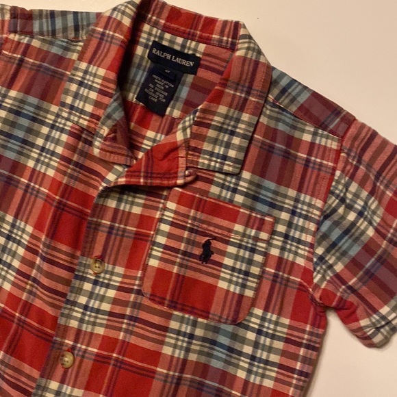 Nice! RALPH LAUREN PLAID POLO RED BLUE SHIRT SHORT SLEEVE BUTTON-DOWN SIZE 4T - Picture 10 of 10